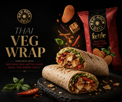 Thai Veg Wrap with Red Rock Deli Kettle Basil Thai Sweet Chilli Chips