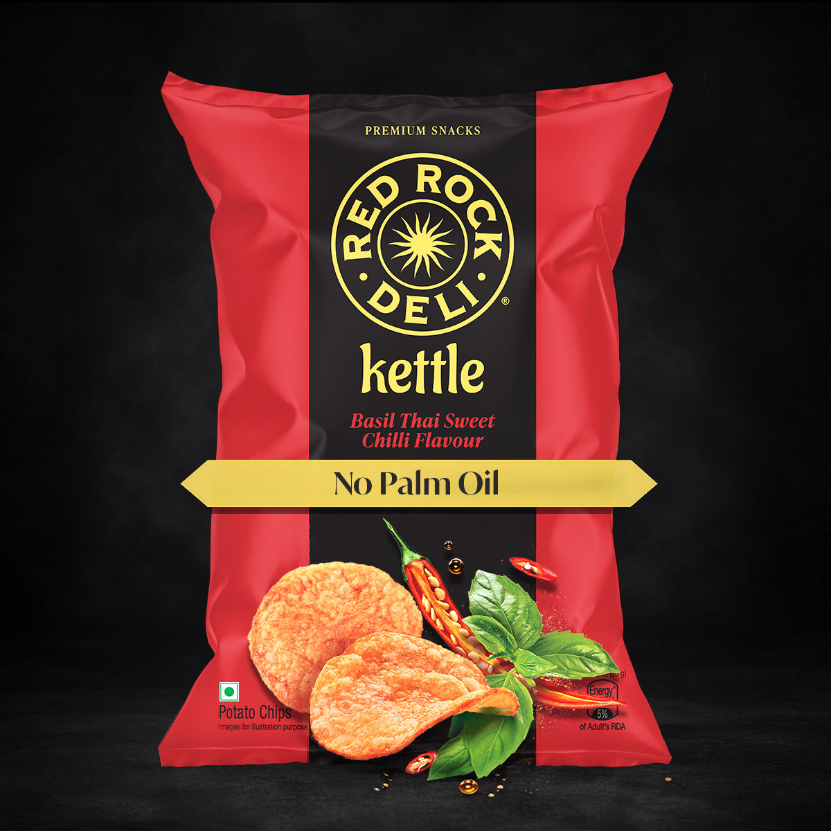 Red Rock Deli Kettle Chips Basil Thai No Palm Oil Snacks
