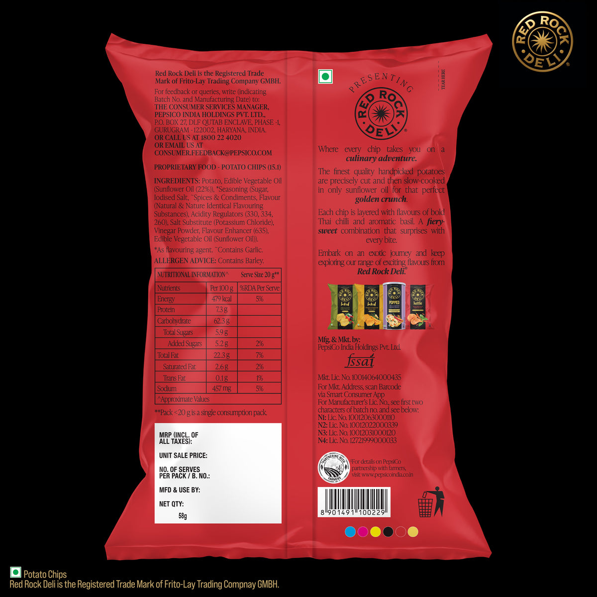 Red Rock Deli Kettle Chips Basil Thai No Palm Oil Snacks