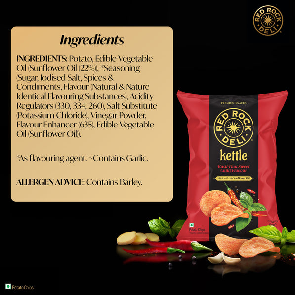 Red Rock Deli Kettle Chips Basil Thai No Palm Oil Snacks