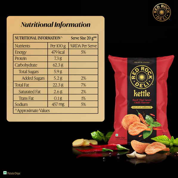 Red Rock Deli Kettle Chips Basil Thai No Palm Oil Snacks